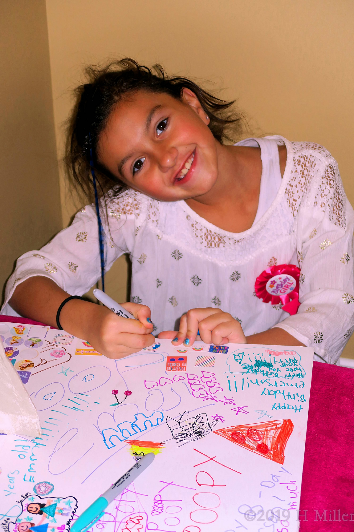 Smiling And Signing! Party Guest Poses With The Spa Birthday Card! Smiling And Signing! Party Guest Poses With The Spa Birthday Card!